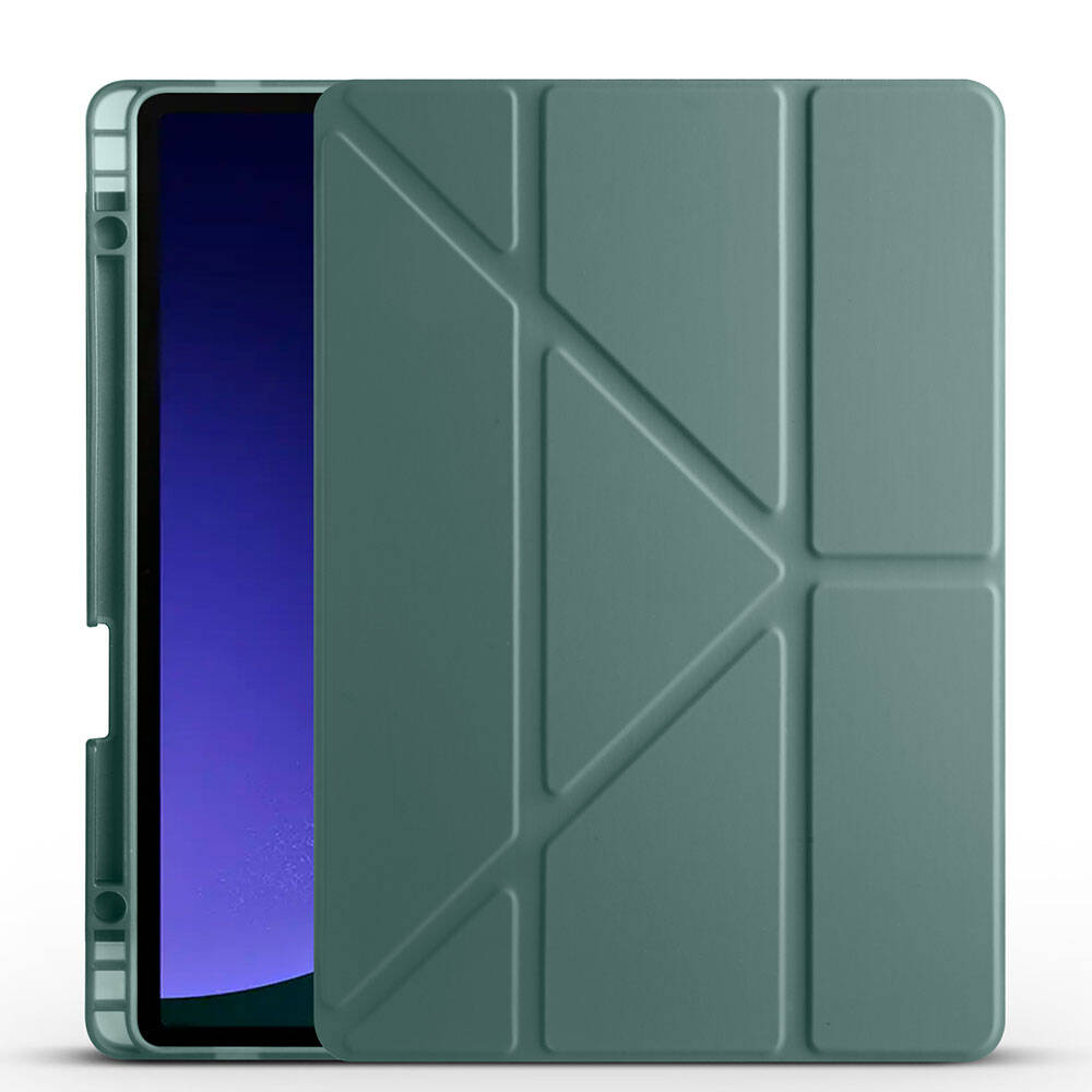 KNY Samsung Galaxy Tab S9 Plus SM-X810 Klf Kalem Koymal Arkas Silikon Standl TriFolding Klf
