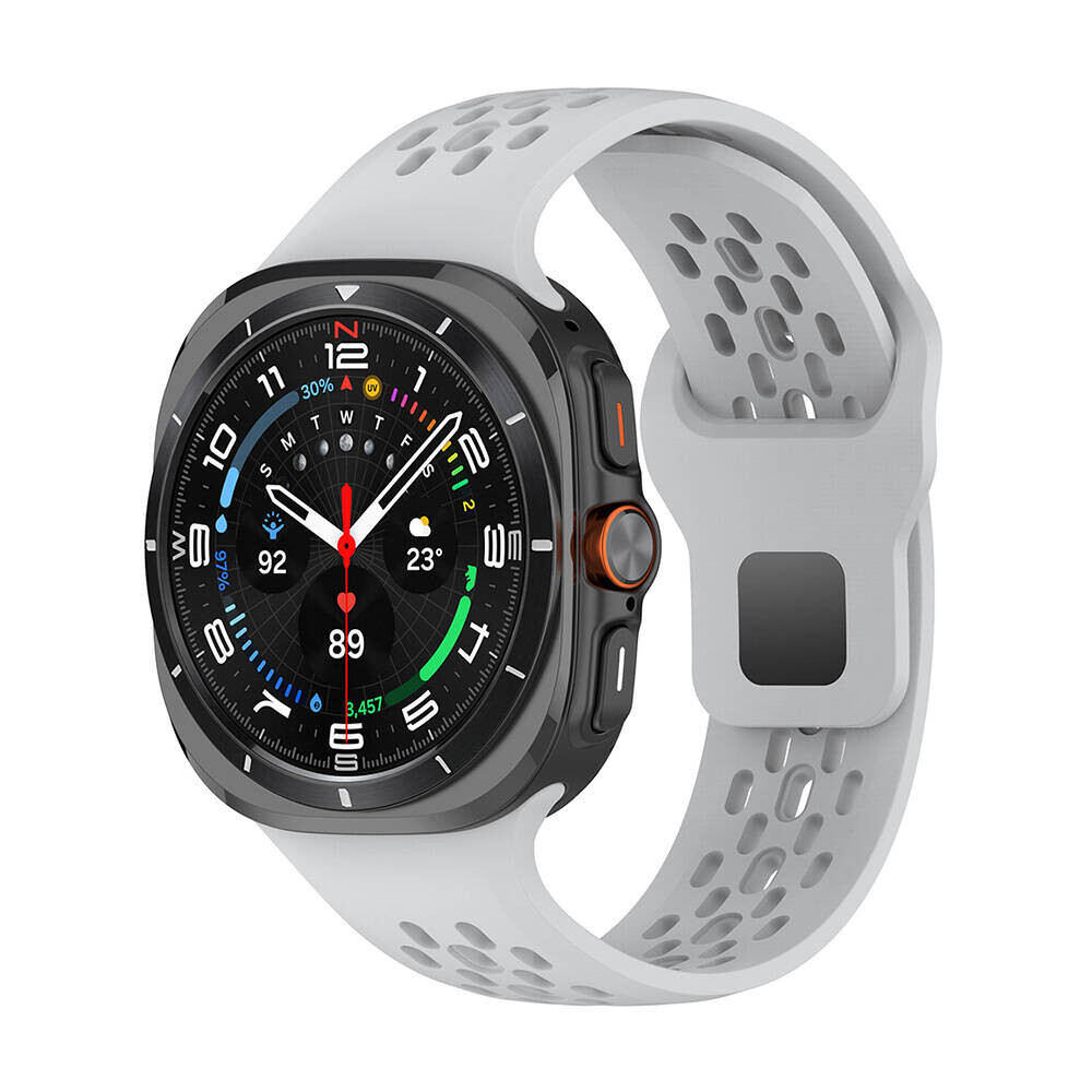 KNY Samsung Galaxy Watch Ultra 47 MM iin Delikli Ayarlanabilir Klasik Model Silikon Kay-Kordon KRD-119