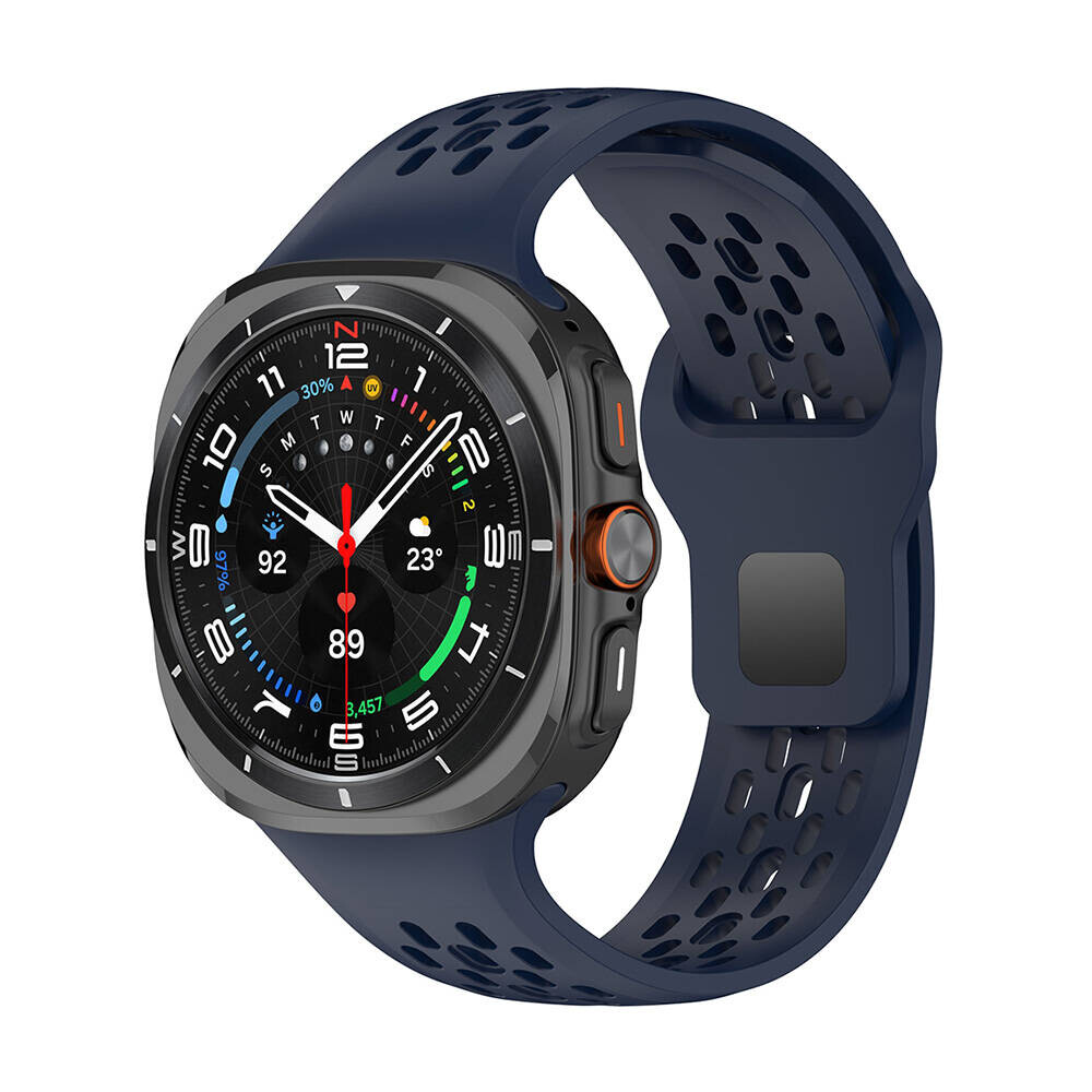 KNY Samsung Galaxy Watch Ultra 47 MM iin Delikli Ayarlanabilir Klasik Model Silikon Kay-Kordon KRD-119