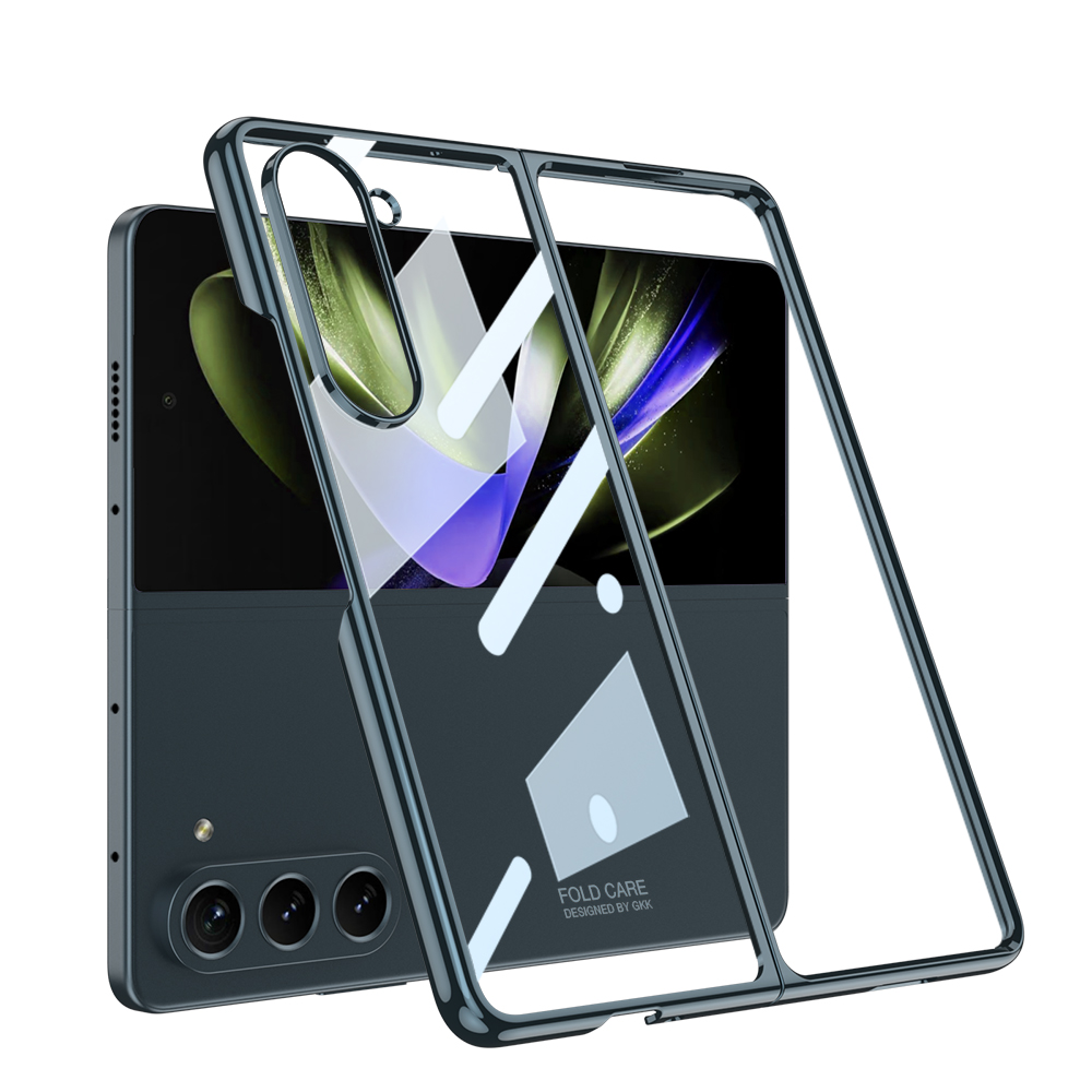 KNY Samsung Galaxy Z Fold 5 Klf Renkli Kenarl Sert Full Caml Kpta Kapak
