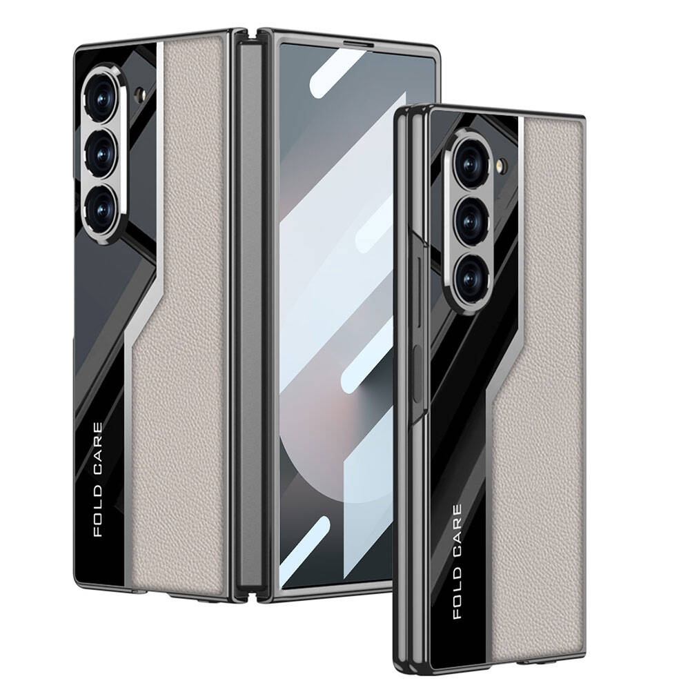 KNY Samsung Galaxy Z Fold 6 Klf Deri Desenli Kapakl Pro Case Klf 