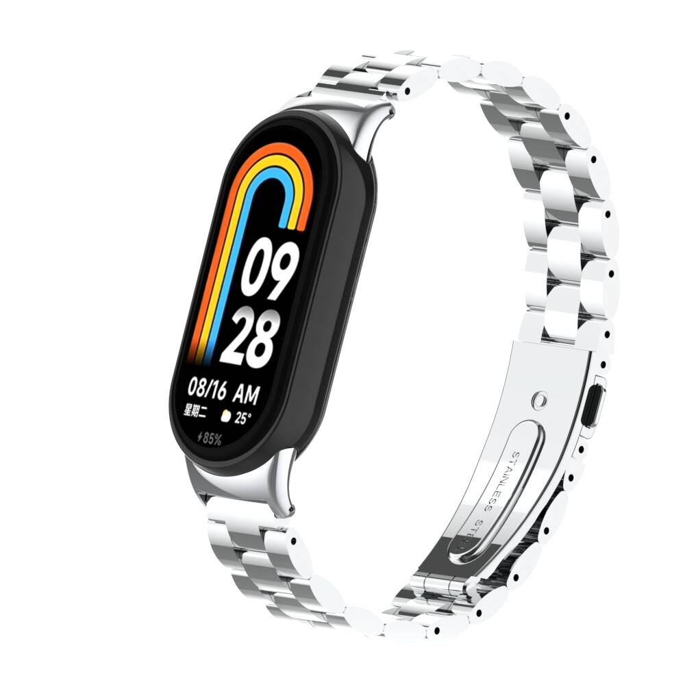 KNY Xiaomi Mi Band 8 in Bakla Desenli Kopal Metal Kay-Kordon KRD-04