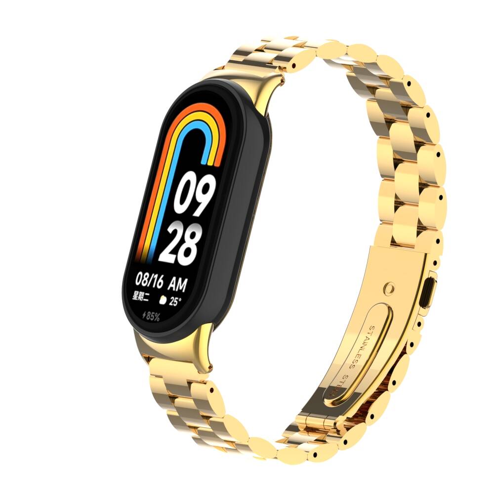 KNY Xiaomi Mi Band 8 in Bakla Desenli Kopal Metal Kay-Kordon KRD-04