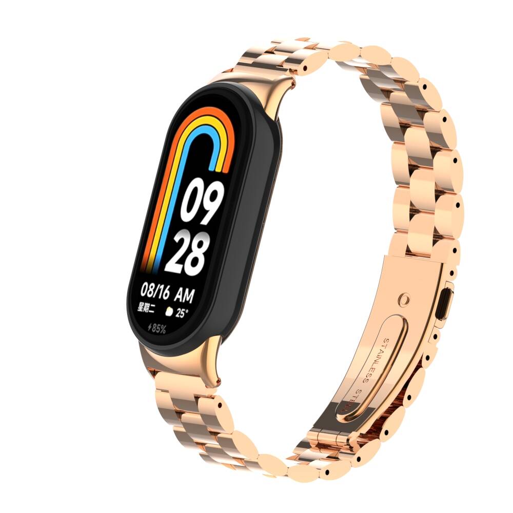 KNY Xiaomi Mi Band 8 in Bakla Desenli Kopal Metal Kay-Kordon KRD-04