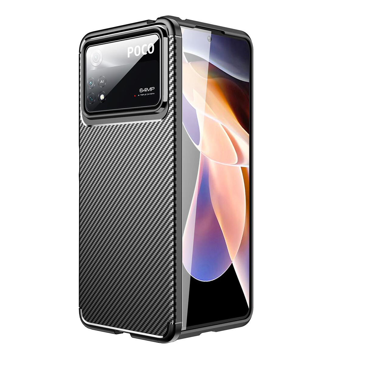 KNY Xiaomi Poco X4 Pro 5G Klf Karbon Desenli Lux Negro Silikon