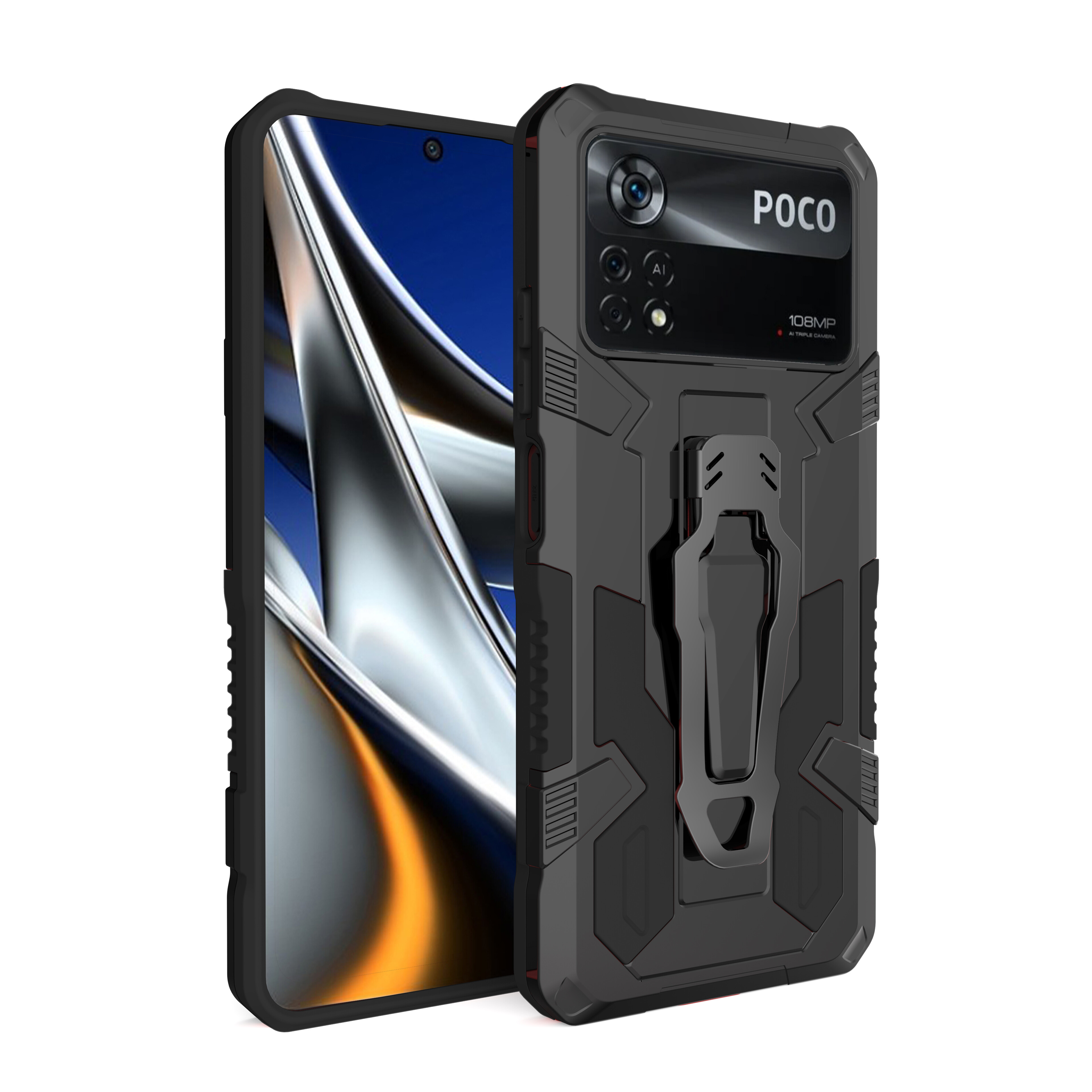 KNY Xiaomi Poco X4 Pro Klf Ultra Korumal Manyetik Kemere Takmal Standl Klik Kapak