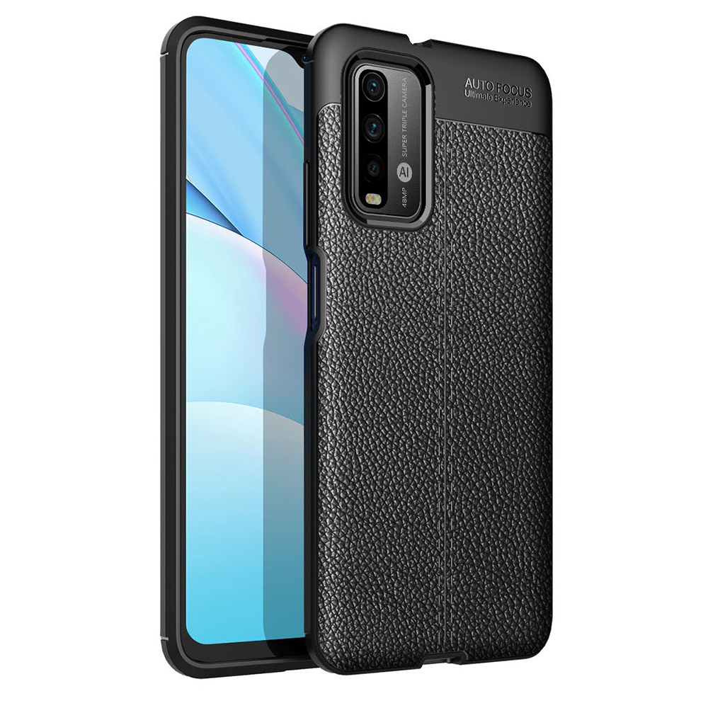 KNY Xiaomi Pocophone M3 Klf Deri Desenli Lux Negro Silikon